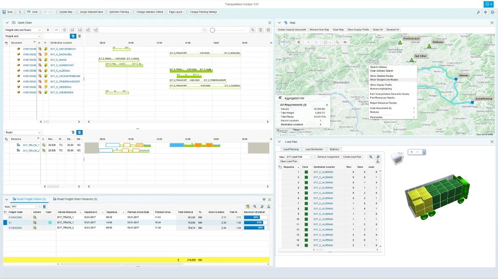 screenshot of SAP Transportation Management